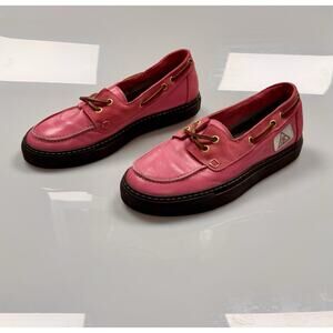 Angel Rose Made in Italy Pink Leather Suede Boat Shoes Women's Moc Toe 8.5